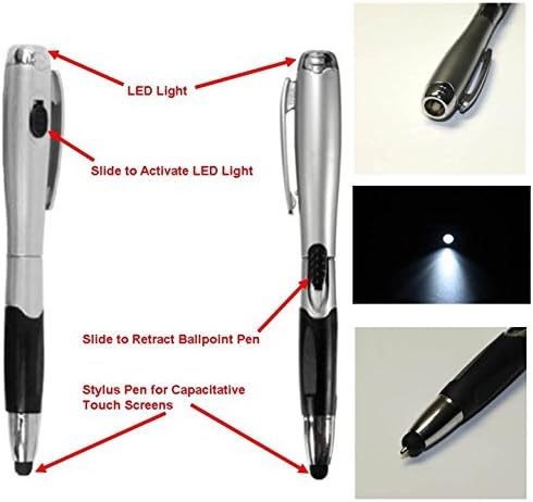 Stylus Pen [6 PCS], 3-in-1 אוניברסלי מסך מגע רב-פונקציונלי מסך מגע + עט כדורים + פנס LED לטבלאות סמארטפונים